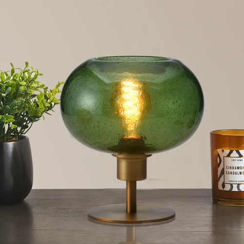 Miniatura 11 de Lámpara de mesa de vidrio de mediados del siglo, lámpara de escritorio regulable, bombilla LED incluida, temporizador incorporado, vidrio ámbar