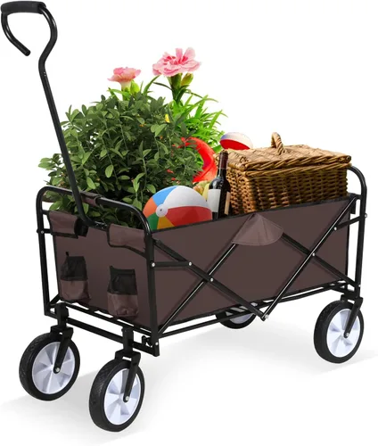 Miniatura 12 de YSSOA Carrito de Jardín Plegable, Rodante y Colapsible, Carrito de Utilidad para Campamento al Aire Libre con Ruedas Giratorias de 360 Grados