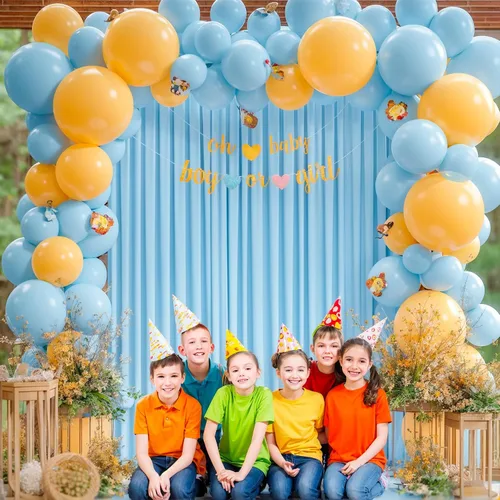 Miniatura 8 de Cortinas de fondo azul bebé de 8 x 10 pies para bodas, cortinas de fondo de poliéster sin arrugas, para baby shower, fiestas de cumpleaños