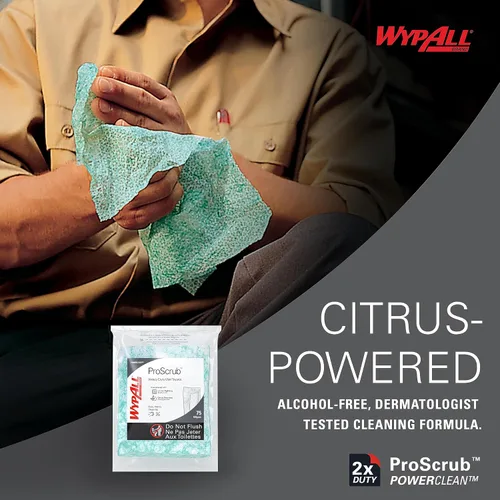 Miniatura 6 de WypAll PowerClean ProScrub Toallas Húmedas de Trabajo Pesado (91371), Limpieza de Doble Acción, Toallitas Grandes de 9.5" x 12" Pulgadas, Cubo