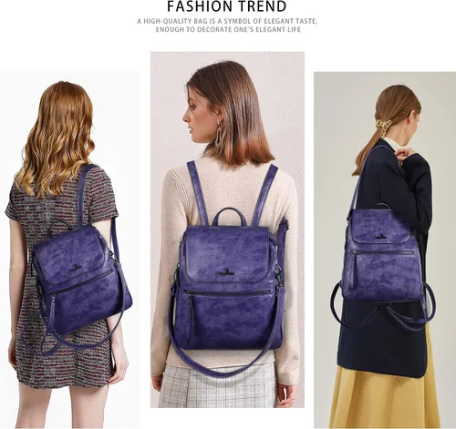 Miniatura 6 de Angel Kiss Backpack Purse for Women Casual Fashion Vegan Leather Shoulder Bag Ladies Zipper Magnetic Flap Backpack