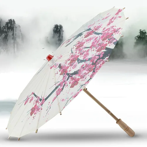 Miniatura 9 de Paraguas chino de papel japonés de 22 pulgadas, paraguas de papel engrasado, arte chino, clásico, paraguas de baile de ciruelo, paraguas asiático