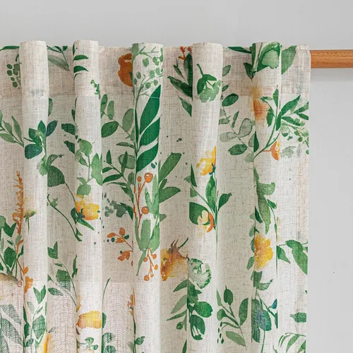 Miniatura 9 de MYSKY HOME Cortinas florales de cocina de 24 pulgadas, cortinas de lino con patrón de flores de granja, bolsillo para barra de filtro de luz aireado