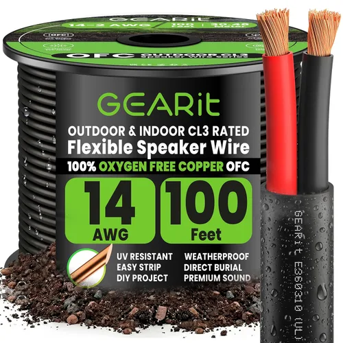 Miniatura 13 de GEARit Cable de altavoz exterior clasificado CL3, cable de altavoz calibre 14, cable de altavoz 100 pies para altavoces exteriores, patio, jardín