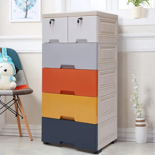 Miniatura 5 de LOYALHEARTDY Morandi - Cómoda de plástico con 6 cajones, organizador alto para armario, torre de almacenamiento vertical de ropa para ropa