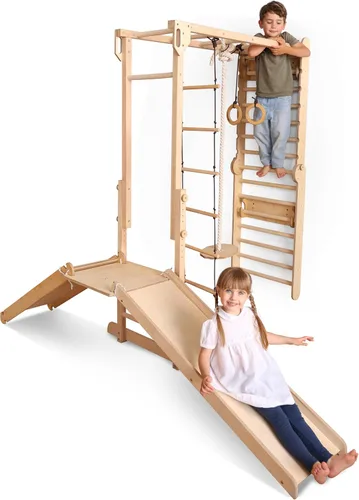 Miniatura 10 de Goodevas Improves 9-in-1 Indoor Climbing Frame for Kids, Montessori Climbing Frame with Slide, Swing, Climbing Wall, Climbing Triangle - Playground