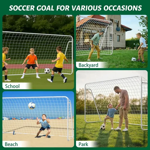 Miniatura 6 de NAIZEA Soccer Goals - 24x8/21x7/18x7/12x6/16x7/10x6/8x6/6x4FT Soccer Goals for Backyard Training- Portable Metal Soccer Net for Youth & Adults