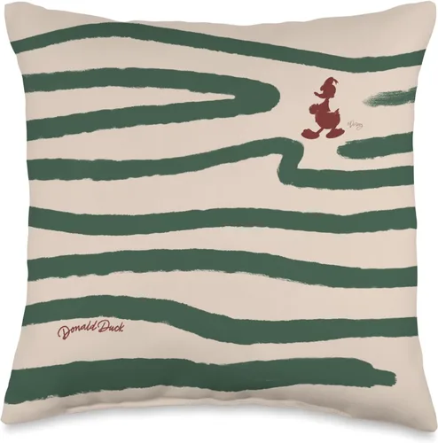 Disney Donald Duck Retro Vintage Silhouette & Waves Pattern Throw Pillow, 16 x 16, multicolor