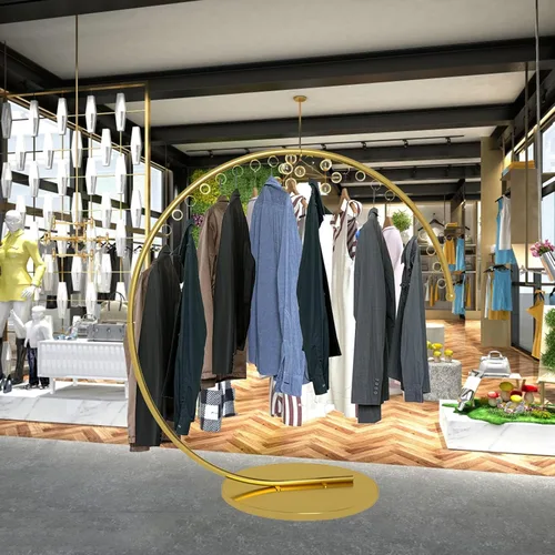 Miniatura 2 de Boutique Display - Perchero de ropa portátil resistente, estante de ropa de metal de grado comercial con base estable para colgar ropa (oro, 59.1 in)
