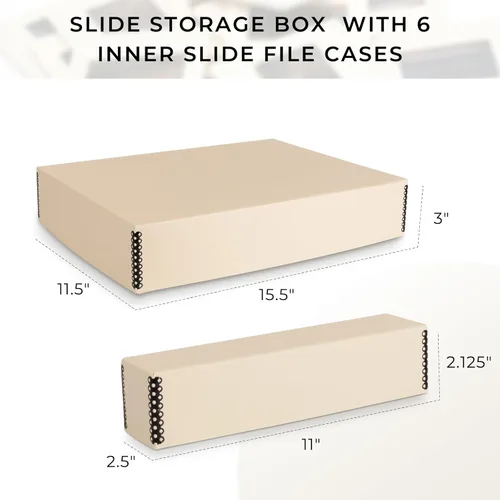 Miniatura 2 de Golden State Art, Caja de almacenamiento de diapositivas de archivo, organizador de bordes de metal sin ácidos con 6 estuches internos