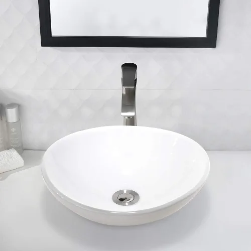 Miniatura 2 de Combo de fregadero y grifo de baño, fregadero ovalado de 16 x 13 pulgadas, fregadero de baño ovalado sobre la encimera, fregadero de baño, grifo