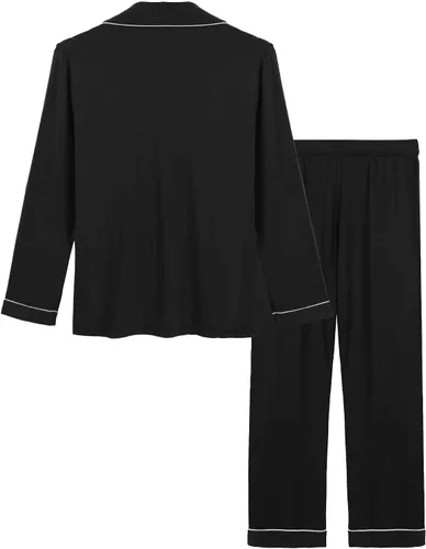 Miniatura 2 de Pijama de bambú ultra suave para mujer, juego de pijama - manga largacon botones.