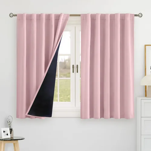 Miniatura 26 de BGment Cortinas 100% opacas beige de 63 pulgadas de largo con forro aislante térmico, bolsillo para varilla y lengüeta trasera de doble capa