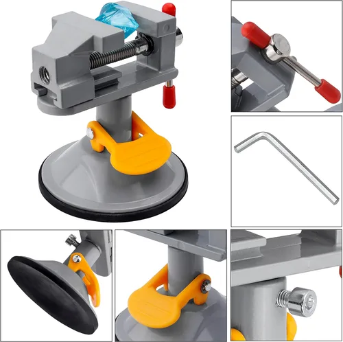 Miniatura 4 de Yakamoz Mini Tornillo de Banco 360 Grados Abrazadera de Succión Tornillo de Mesa Pequeña Abrazadera de Banco para Trabajos en Joyería, Manualidades