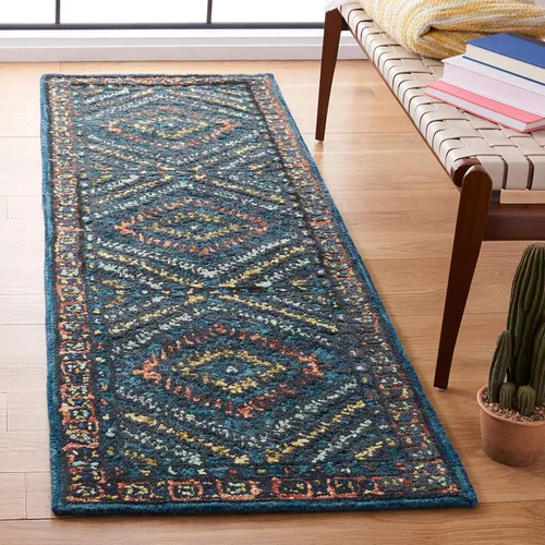 Miniatura 6 de SAFAVIEH Aspen Collection - Alfombra decorativa de 2 x 3 pies, color óxido y verde, lana bohemia hecha a mano, ideal para zonas de alto tráfico