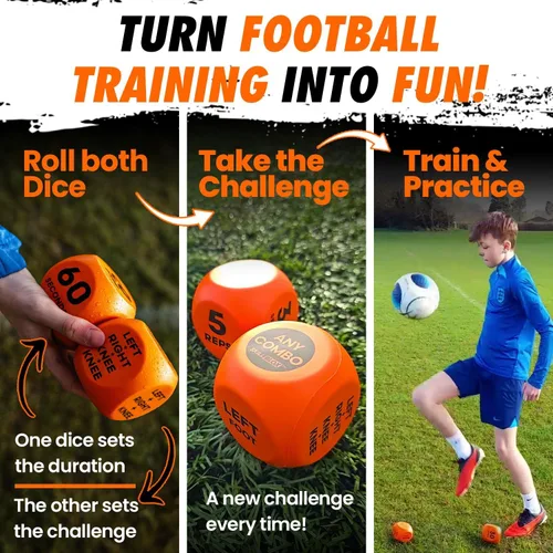 Miniatura 3 de SKILL BLOX Dados de Entrenamiento de Pateo de Fútbol (2 piezas) - Regalos de Fútbol para Niños de 8-12 Juego de Habilidades de Dominios - Accesorios
