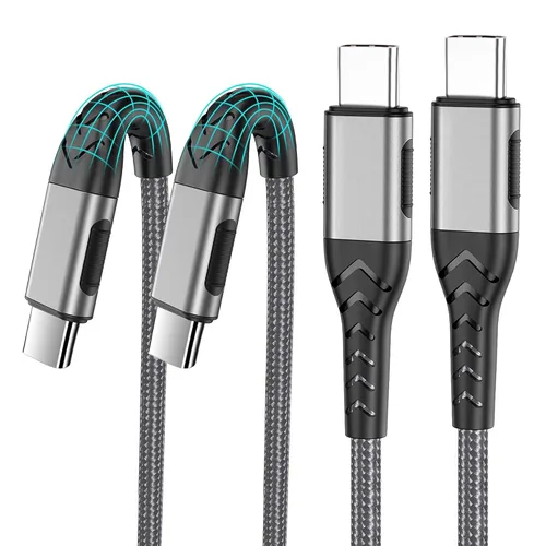 Durcord Cable USB C a USB C, Paquete de 2 Cables Cargador USB C de 100W 3ft Carga Rápida para Teléfono Android Tablet, Cargador Tipo C a Tipo C