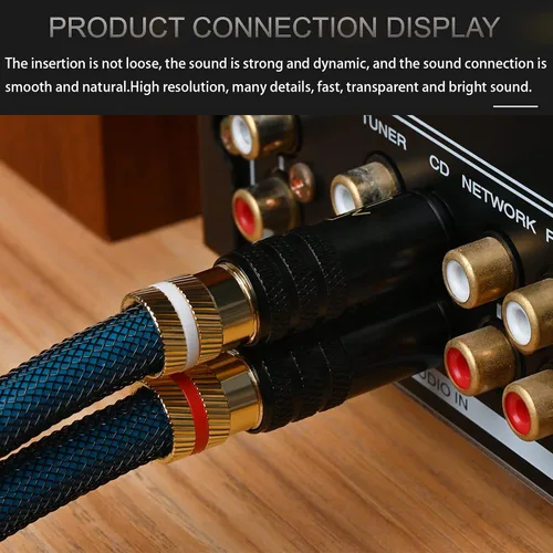 Miniatura 4 de Viborg Audiocrast A10 Cable RCA de 3.3 pies/3.3 ft RCA dual macho interconexión estéreo para reproductores de CD, amplificadores, receptores AV