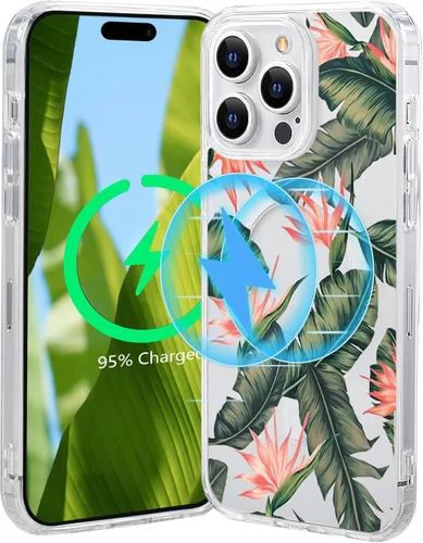 Miniatura 61 de Funda magnética de flores para iPhone 15 [compatible con MagSafe] Bonito patrón floral transparente a prueba de golpes