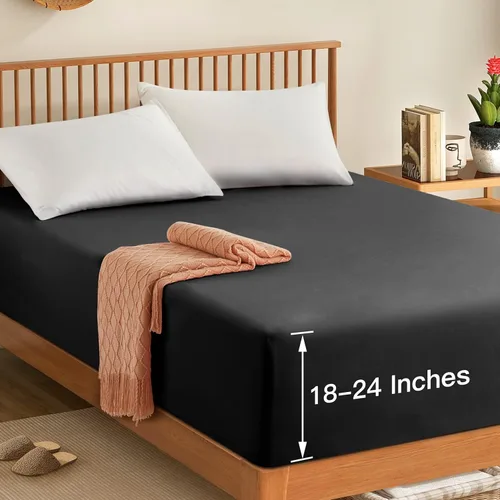 Miniatura 11 de Manyshofu Sábana Bajera de Bolsillo Extra Profundo Queen – Solo Sábana Bajera de Bolsillo Profundo de 1800 Hilos Hotel, Compatible con Colchones