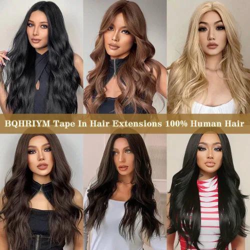 Miniatura 6 de Extensiones de cabello humano real con cinta, extensiones de cabello humano real de doble trama, extensiones de cabello humano lacio sin costuras