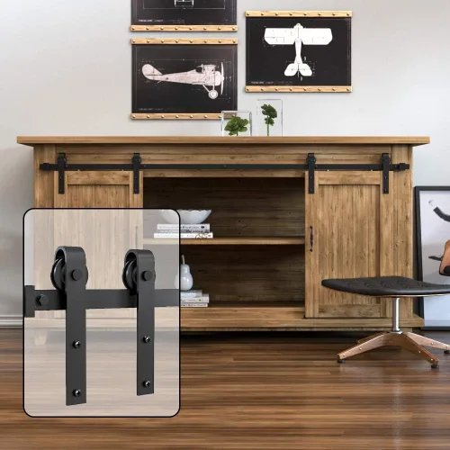 Miniatura 8 de WINSOON - Set de miniherrajes para puerta corrediza de minigranero, para armarios pequeños, soportes de TV I Shap Hanger