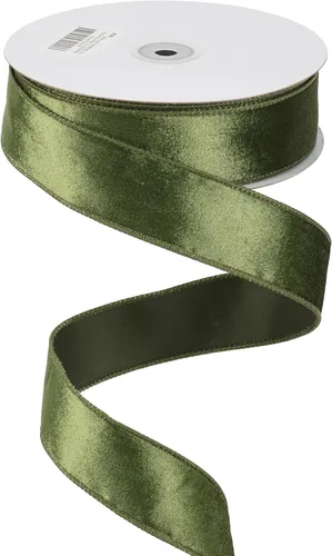 MEEDEE Cinta de terciopelo verde musgo, 1.5 pulgadas, 25 yardas, terciopelo triturado, cinta de Navidad para árbol, coronas, lazos Verde Oliva
