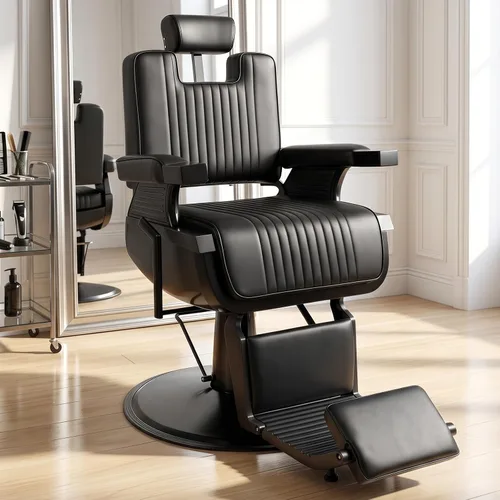 Reclining Barber Chair for Barbershop, Professional Barber Salon Chair for Hair Stylist, 360 Swivel Styling Chair with Adjustable Headrest &