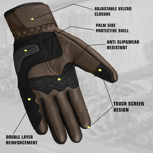 Miniatura 6 de Guantes de motocicleta de cuero SATHIND para hombres y mujeres Pantalla táctil Dedo completo Guantes de motocicleta de piel de cabra