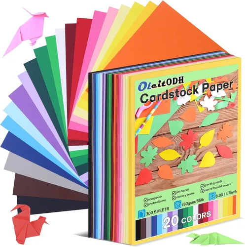Miniatura 9 de Oleitodh Juego de 309 cartulina de colores a granel, juego de papel de cartulina de 8.5 x 11 pulgadas, 20 colores surtidos, papel de construcción