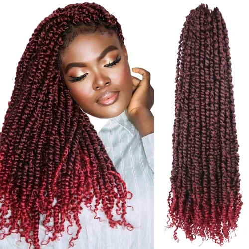 Miniatura 96 de BOHOBABE Cabello de Ganchillo Pre-retorcido Passion Twist de 14 Pulgadas Cabello Corto Ombré Gris Pre-enrollado de Ganchillo Passion Twist para Gris
