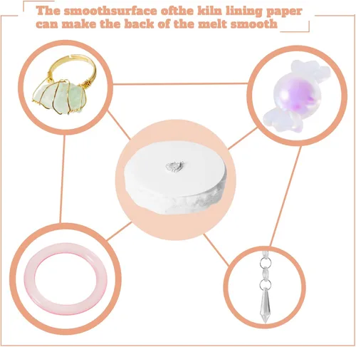 Miniatura 4 de Jutom 50 hojas de papel redondo para horno, papel para horno de microondas, 4.7 pulgadas, fibra de cerámica, aislamiento de papel, manta de fibra