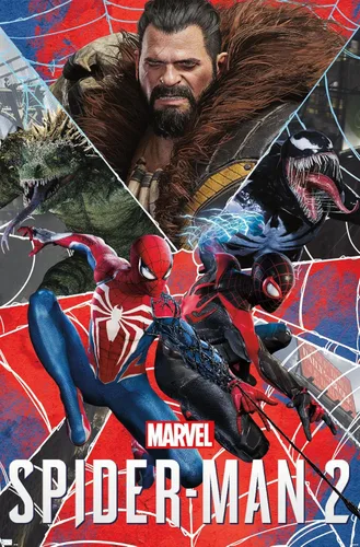 Marvel's Spider-Man 2 - Póster de pared grupal, 34 pulgadas de largo x 22.4 pulgadas de ancho, versión sin marco