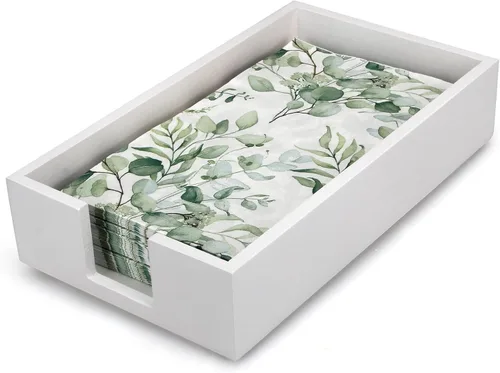 Miniatura 10 de Toallero de madera de acacia para servilletas de baño, bandeja de toalla de mano, soporte plano para servilletas de cóctel para mesa de cocina
