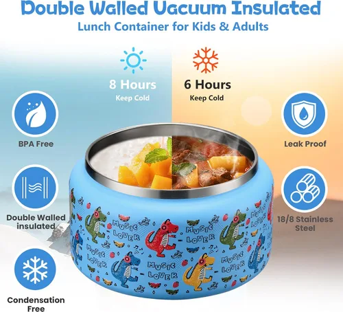 Miniatura 5 de BABHAMNESS Termo para sopa de 13.5 onzas para comida caliente para niños, frasco de comida aislado al vacío con tapa de hebilla, boca ancha a prueba