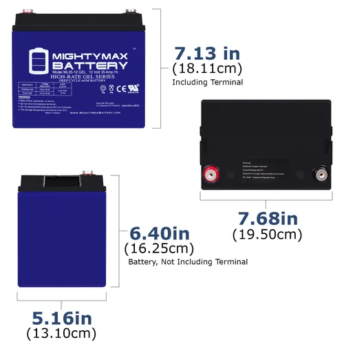 Miniatura 2 de Mighty Max Battery Batería GEL 12V 35Ah para Golden Tech. Companion II GC340-2 Pack