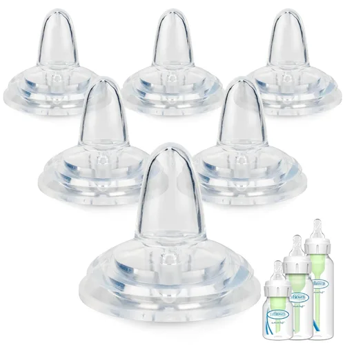 Miniatura 10 de Tetinas para beber para biberón estrecho y biberones de vidrio del Dr. Brown's, pezón de silicona suave con pajilla, 6 meses + 4 unidades 4