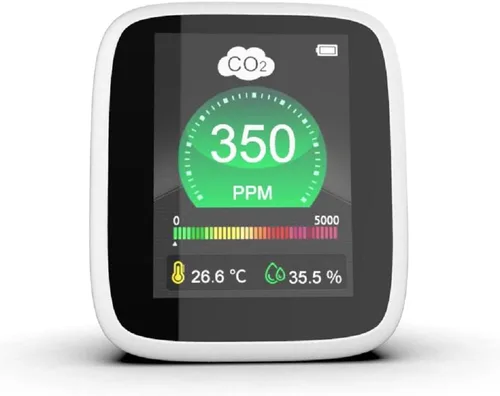 Monitor de calidad de aire de CO2, medidor de contaminación y ventilación, sensor que prueba y detecta niveles de CO2 PPM, temperatura y humedad,