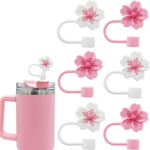 Stanley Cup - Paquete de 6 tapas de popote para vaso Stanley, compatibles con vaso Stanley de 40 onzas, puntas de popote de silicona reutilizables a