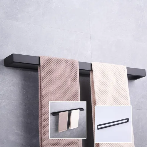 Miniatura 8 de GERZWY Toallero de baño de 24 pulgadas, de acero inoxidable, estilo contemporáneo, montaje en pared, negro mate, HG1701 (60)-BK