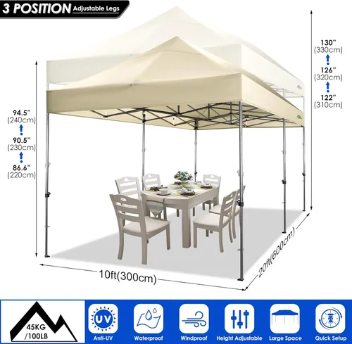 Miniatura 43 de COBIZI Tienda de campaña desplegable de 6.6 x 6.6 pies, toldo resistente, fácil de instalar, impermeable, para exteriores, fiestas, playa, jardín
