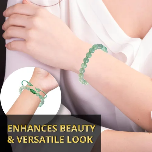 Miniatura 158 de Adjustable Crystal Bracelet – Gemstone Bead Bracelet with Adjustable Macrame String – Chic Gemstone Bracelet for Men and Women – 8mm Round Healing