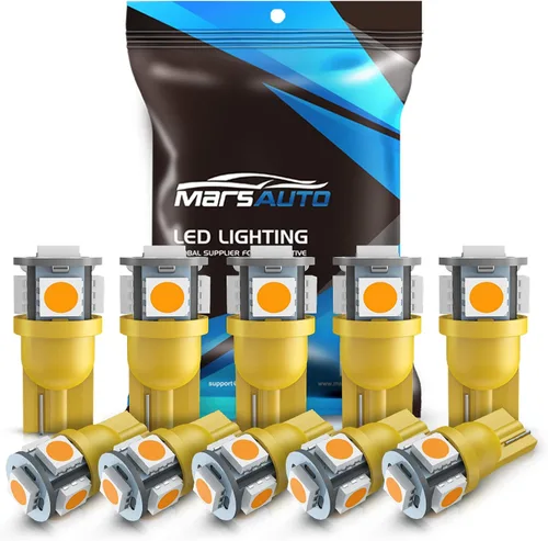 Marsauto 194 Foco LED Ámbar Amarillo 168 T10 2825 5SMD Focos de Reemplazo Sin Polaridad para Luces de Cúpula, Puerta de Acompañante, Matrícula y
