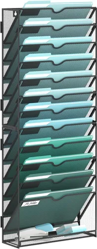 Miniatura 16 de SUPEASY Organizador de archivos de pared de 6 niveles, archivos de pared colgantes para papeles, carpetas, revistas, organizador de pared
