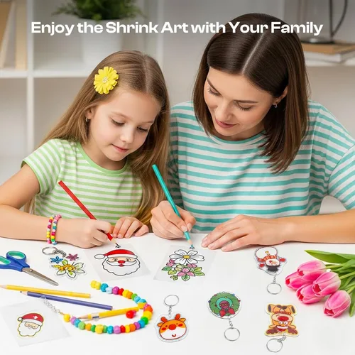 Miniatura 5 de Auihiay 20 hojas de plástico retráctil lijadas, papeles de películas retráctiles, manualidades creativas para niños, adorno de Navidad, 7.9 x 5.7