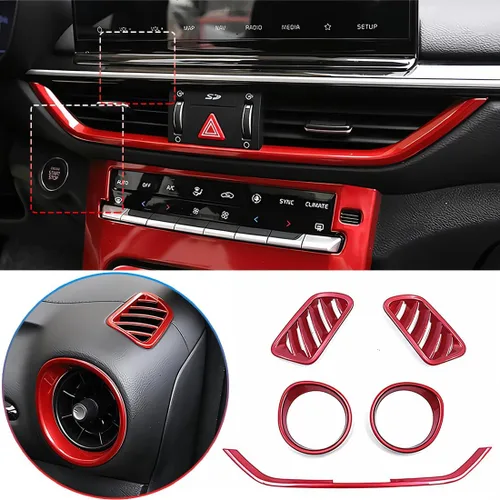 Miniatura 8 de MUXEE para Kia Forte 2019-2024 5PCS ABS Fibra de Carbono Centro Control Aire Acondicionado Marco Salpicadero Superior Salida de Viento Cubierta