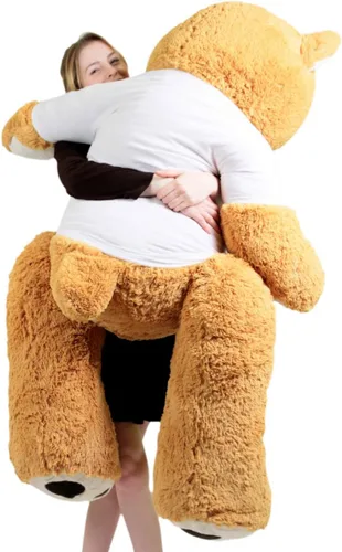Miniatura 5 de Big Plush Giant Love Teddy Bear - Camiseta con texto en inglés "I Don't Like You I Love You I Love You", color marrón miel
