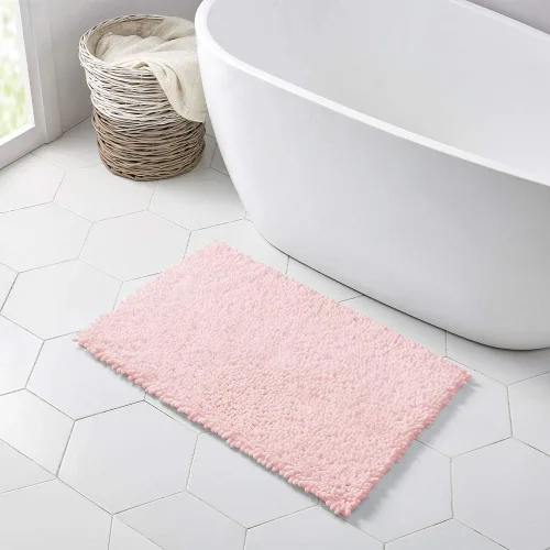 Miniatura 248 de Walensee Alfombra de baño antideslizante (24x17 pulgadas, rosa polvoriento) absorbente de agua, súper suave, lanuda de felpilla, lavable a máquina