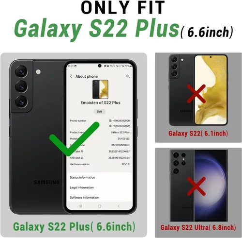 Miniatura 2 de SUANPOT Funda de piel tipo cartera para Samsung Galaxy S22+/S22 Plus 5G con bloqueo RFID, tarjetero para tarjetas de crédito, funda para teléfono