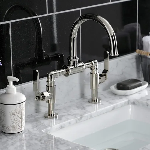 Miniatura 7 de Kingston Brass KS2176KL Whitaker Bridge - Grifo de baño, 13.38 x 6.5 x 12.5, níquel pulido